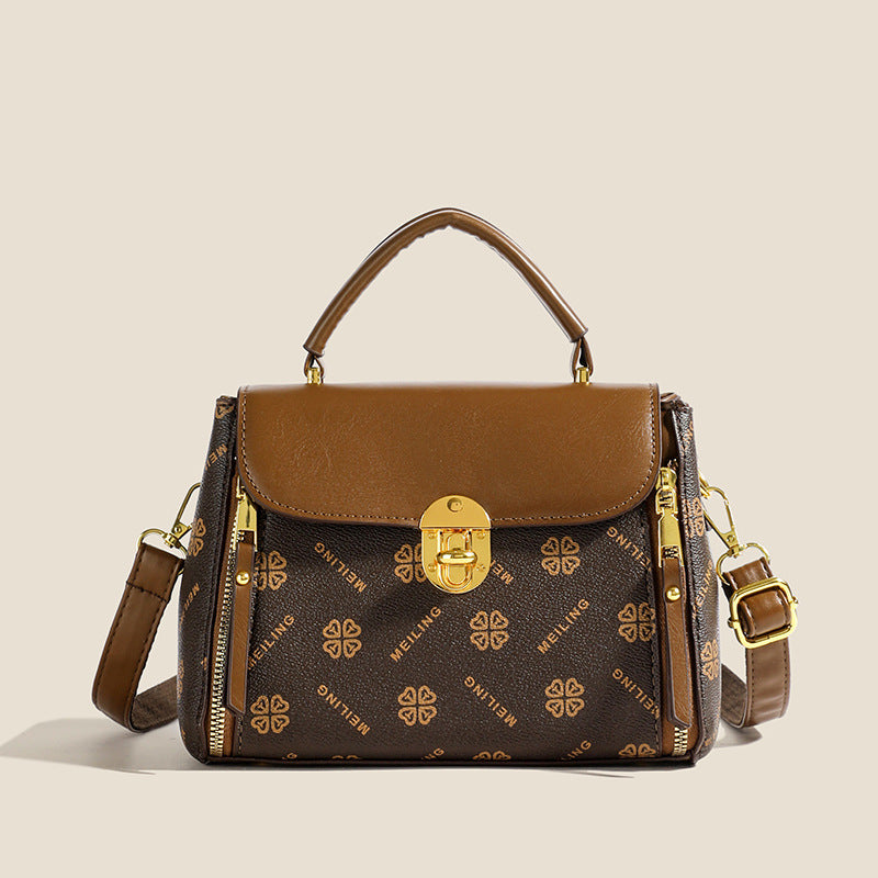 Printed four-leaf clover light luxury shoulder bag