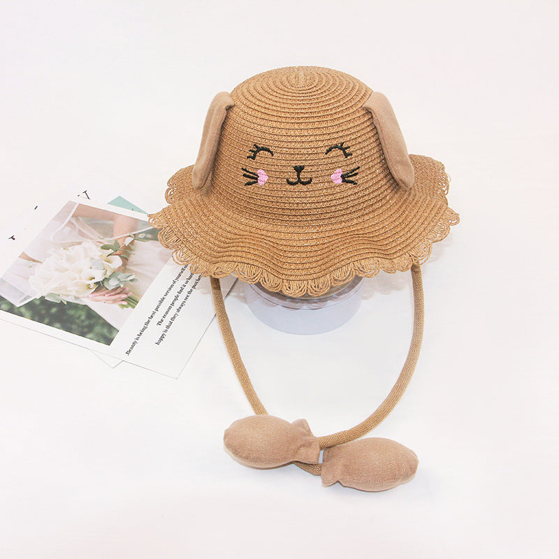 New TikTok Kids' Inflatable Paper Straw Hat Cartoon Cat Bunny Ears Move