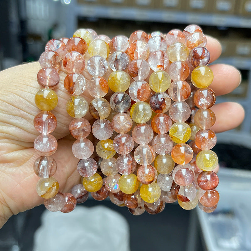 Natural red yellow gum flower crystal bracelet