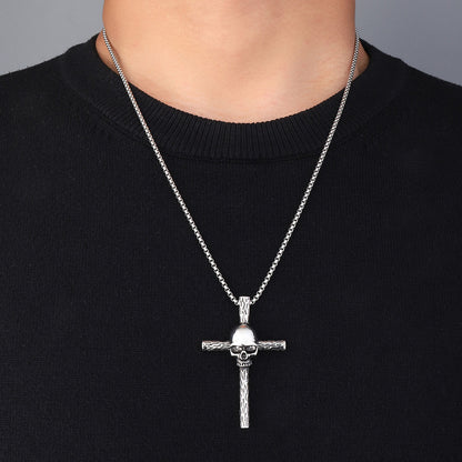 Cross titanium steel men's pendant necklace ins