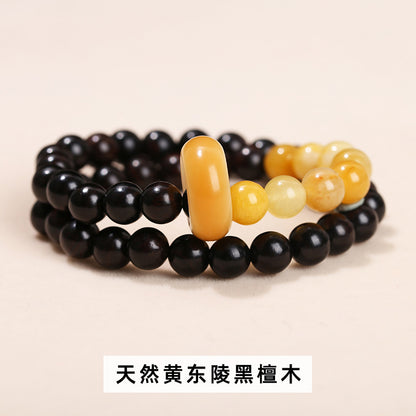 Pulsera de doble círculo con anillo de running de Bodhi de madera de sándalo 