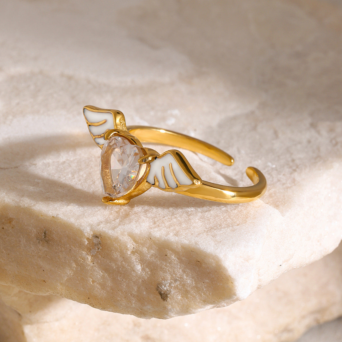 Angel Wings Zirconia Open Ring