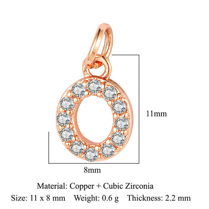 26 rose gold English letter copper zircon pendants.