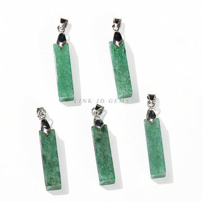 Natural jade powder crystal three-dimensional rectangular strip pendant.