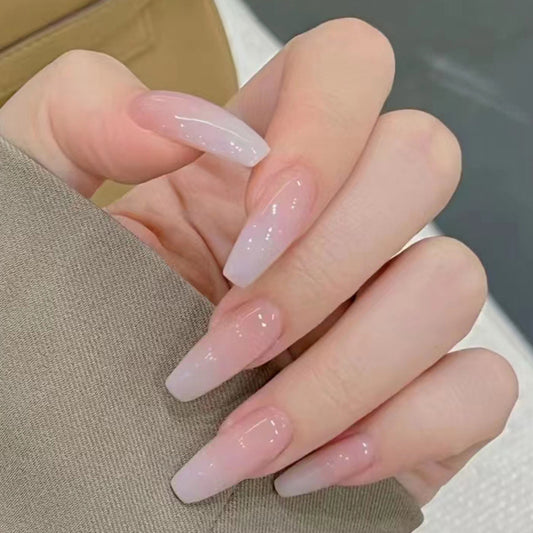 Long Ballerina Pink Gradient Wearable Nails