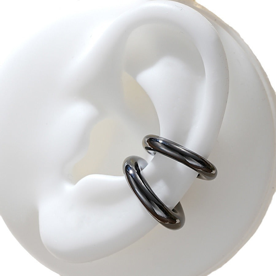 Metal ear clip double round ear bone clip