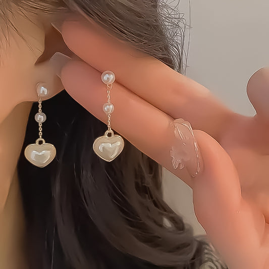 Pearl Heart Earrings