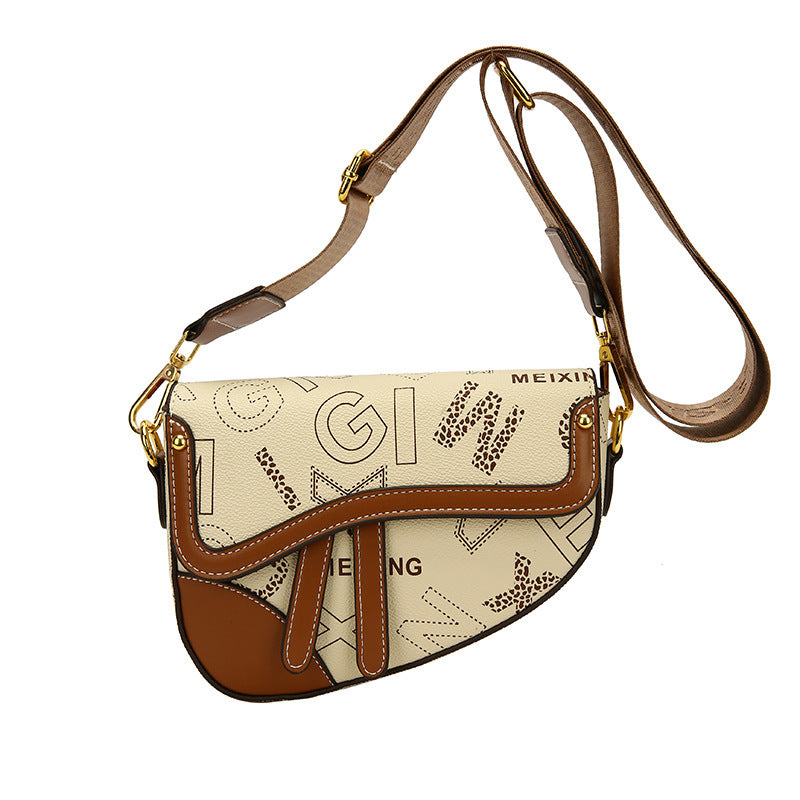 Semicircular Printed Saddle Women's Bag