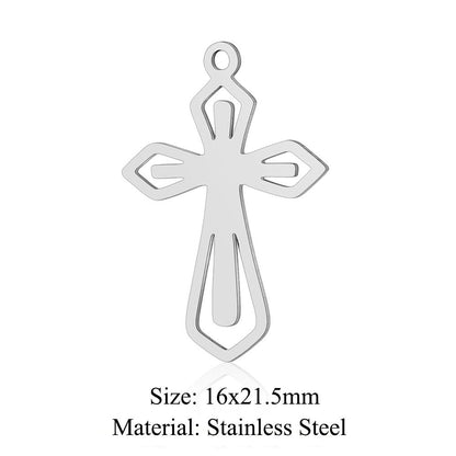 5 pcs/titanium steel hollow cross pendant.