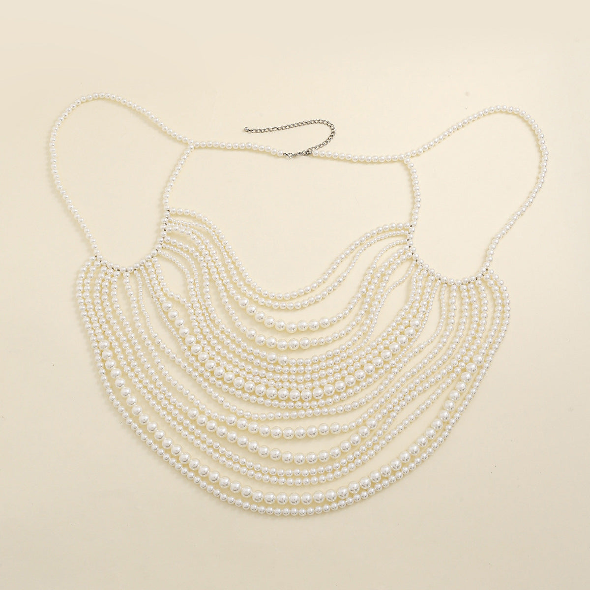 Woven pearl stacked body chain