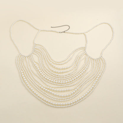 Woven pearl stacked body chain