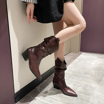 Rubber thick heel knight boots