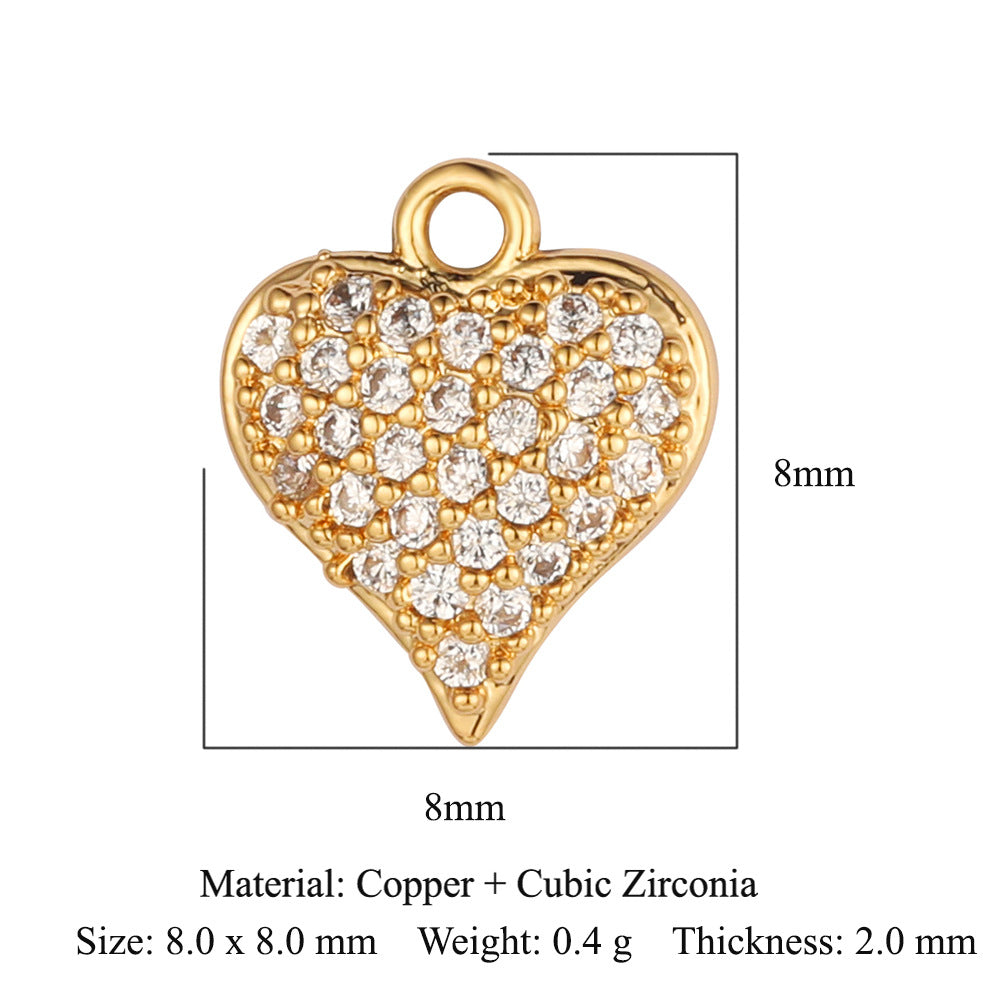 Color zircon peach heart copper zircon pendant.