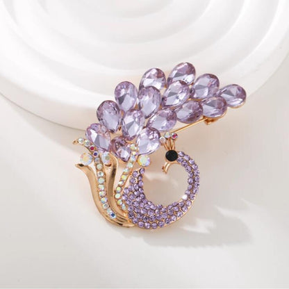 Purple Peacock Brooch