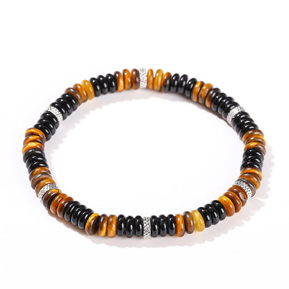 Natural yellow tiger's eye stone black agate abacus beads