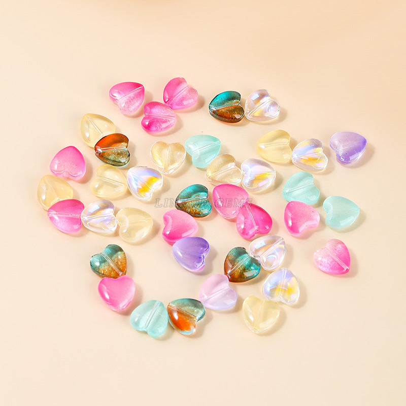 12Mm Multicolor AB Symphony Glazed Perforated Love Shaped Loose Beads