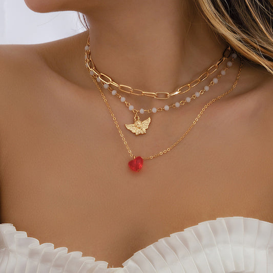 Fashion imitation crystal love necklace