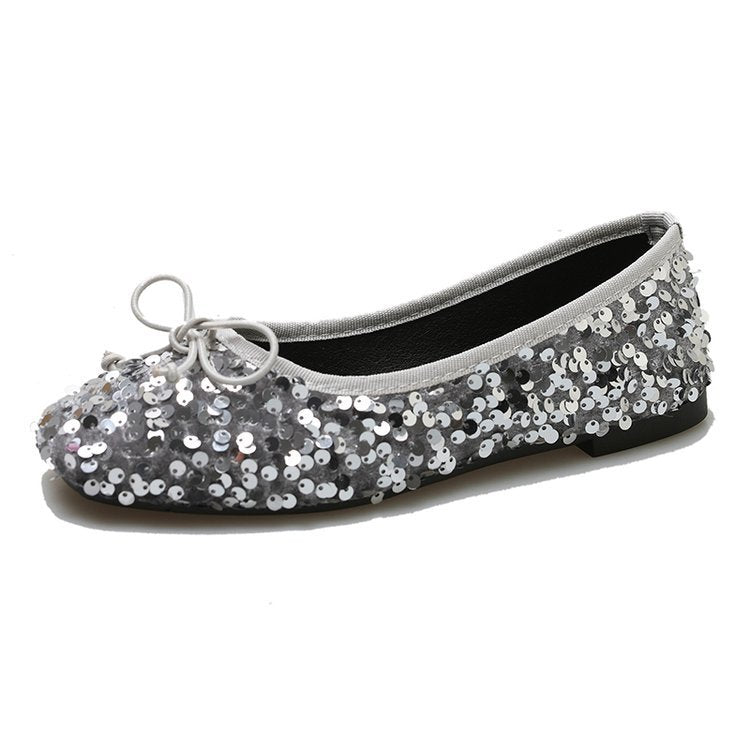 Korean sequined light mouth flats