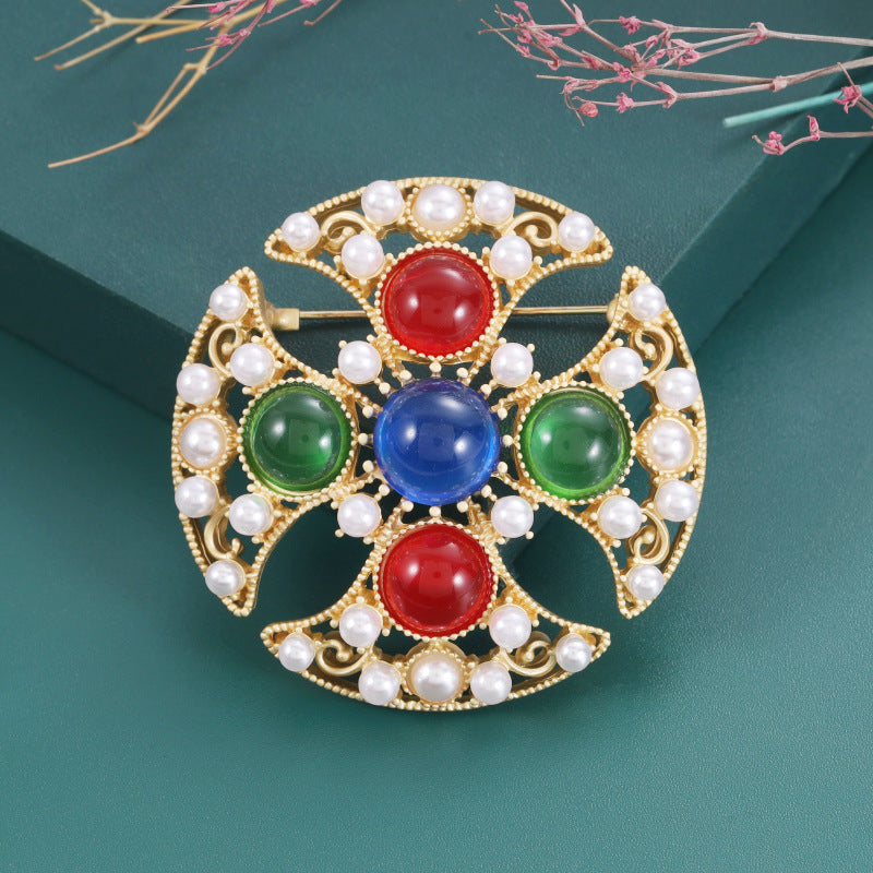 Medieval glazed bead brooch