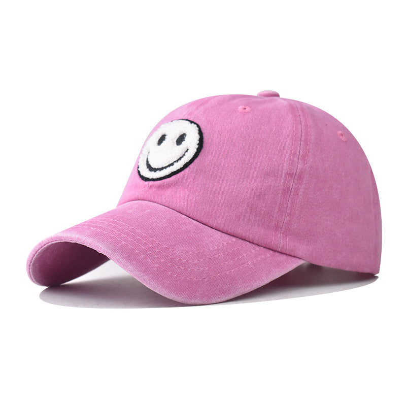 Gorra de béisbol con parche sonriente vintage lavada 