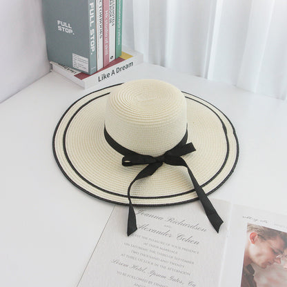 Summer Wide Brim Hat Women's Bow Travel Casual Woven Sun Outdoor Beach