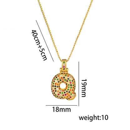 Colorful Zircon Letter Pendant Necklace for Amazon