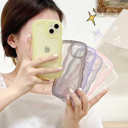 Wavy Case iPhone15 12 XR Shockproof Translucent Soft Cover