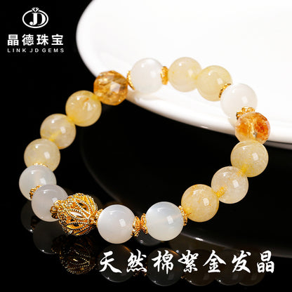 Natural blond crystal yellow moonstone bracelet.