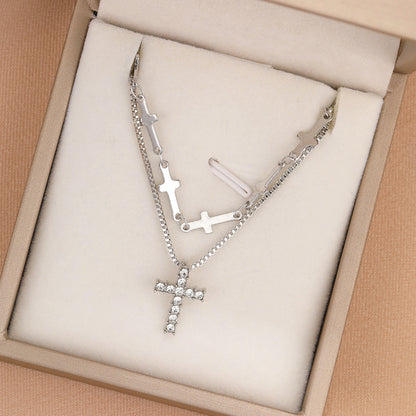 Full diamond cross pendant necklace