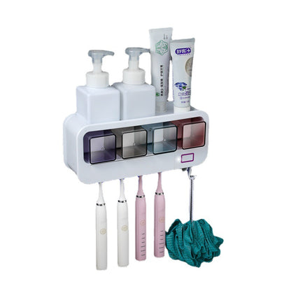 Dual-Sanitizer Toothbrush Holder Wall-Mounted