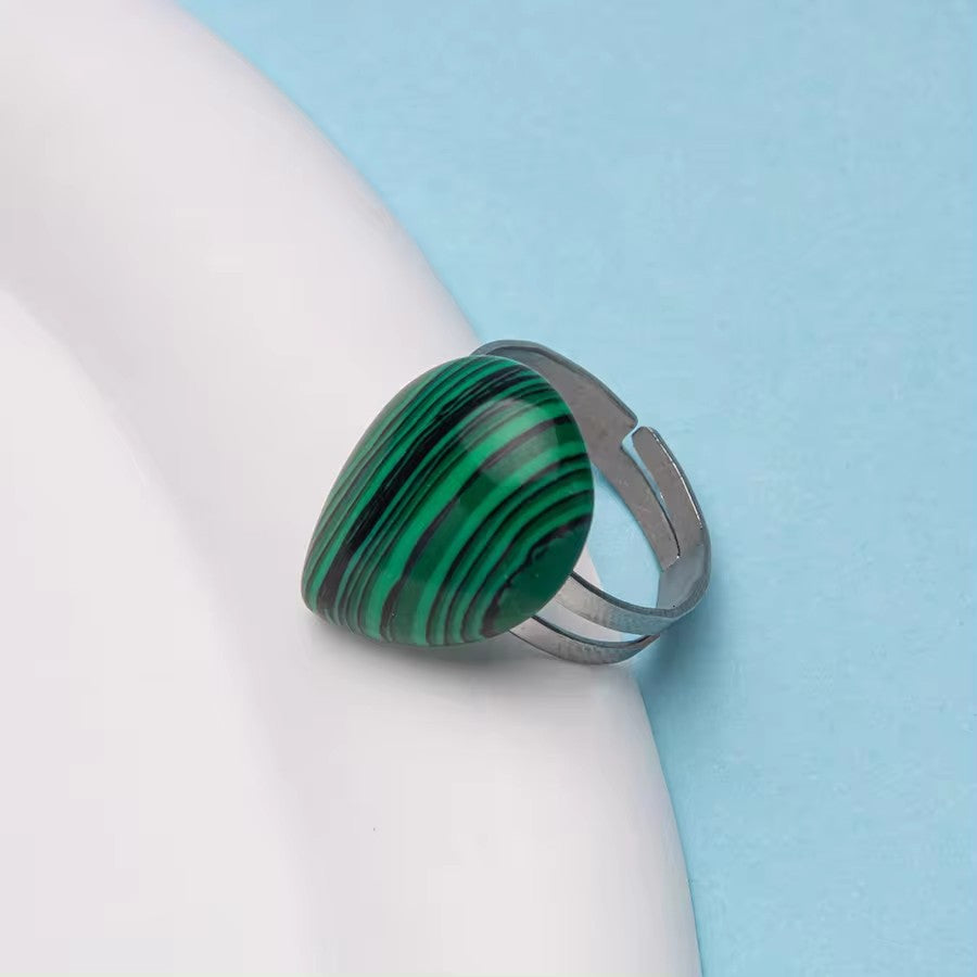 Natural Stone Teardrop Shape Agate Ring