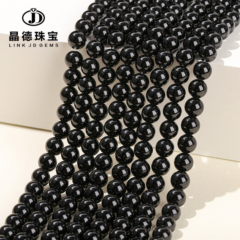 Natural black gold obsidian, round beads loose beads