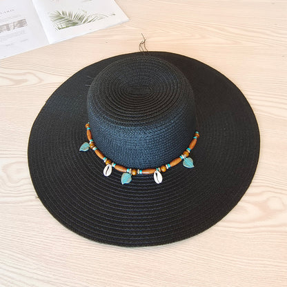 Women Beach Outdoor Wide Brim Flat Brim UV Korean Fashion Elegant Hat