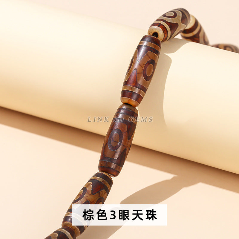 10 * 30 natural agate dzi beads long barrel beads