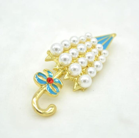 Umbrella Drip Gem Diamond Vintage Brooch