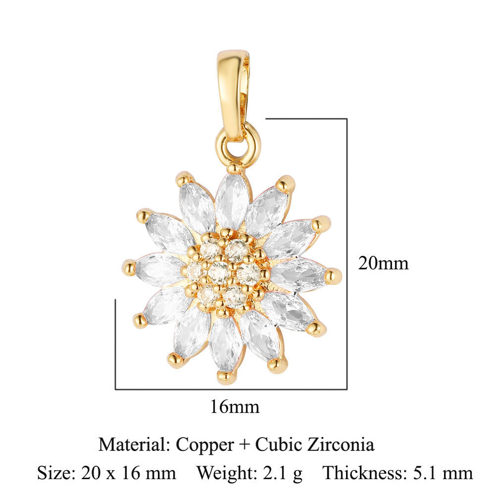 Sunflower Tree of Life Copper Zircon DIY Pendant