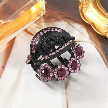 Rhinestone floral claw clip