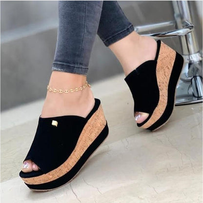 Fashion fish mouth muffin sole Roman shoes