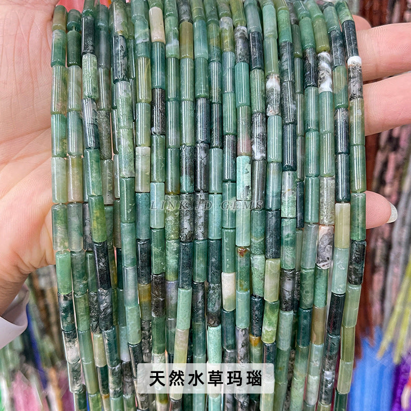 4 * 13 mm de cristal de polvo de ágata Dongling jade cuentas de tubo redondas cuentas sueltas 