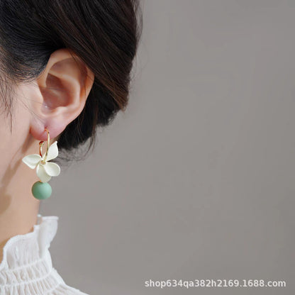 White Flower Summer Earrings Asymmetrical Earrings