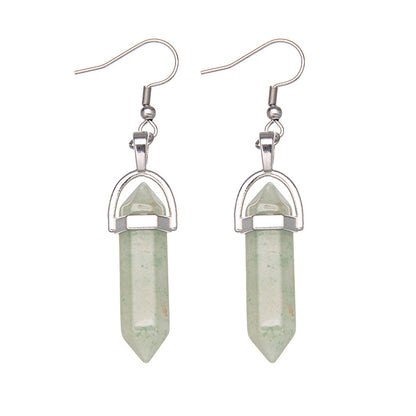 Crystal Hexagonal Column Pendant Stainless Steel Earrings