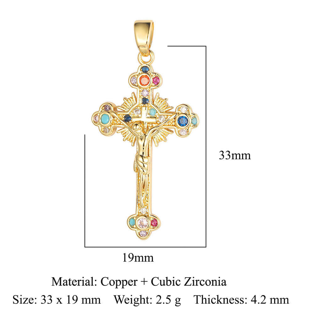 Cross Copper Micro-Inlaid Zirconia Pendant