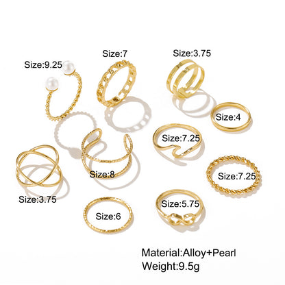 Alloy 10-piece ring set gold