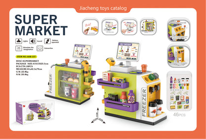 Children's Pretend Play Toy: Mini Supermarket Shopping Counter with Simulation Coffee Machine Sales Counter Simulation Toy