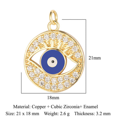 Seven Beads Devil's Eye Copper Zircon Pendant