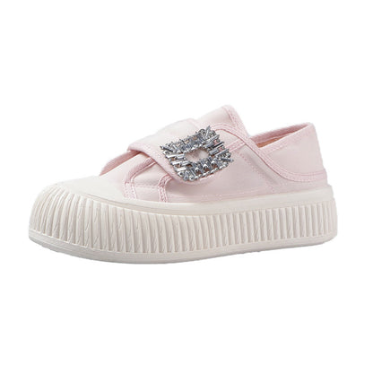 women's thick sole white shoes with velcro