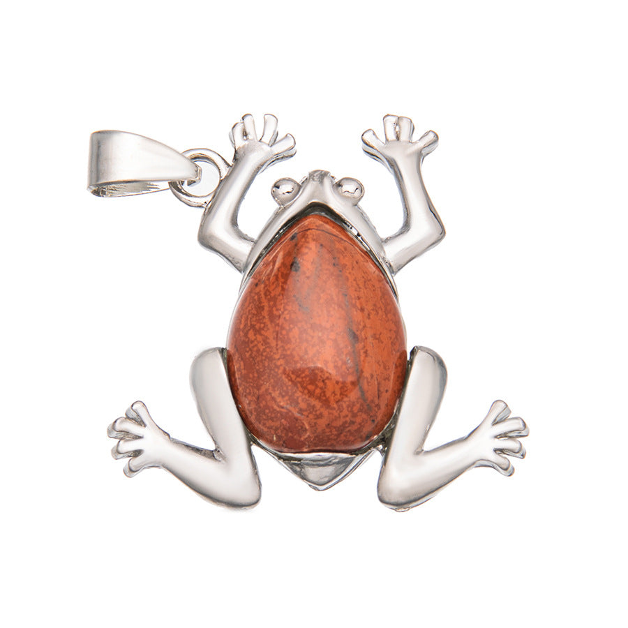 Crystal Gem Alloy Frog Pendant Necklace