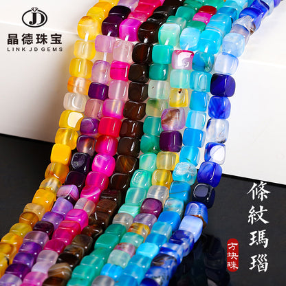 8Mm Optimized Striped Agate Cube Beads Sugar Loose Beads