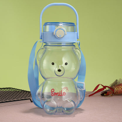 Bear Dual-Drink Plastic Bottle with Strap