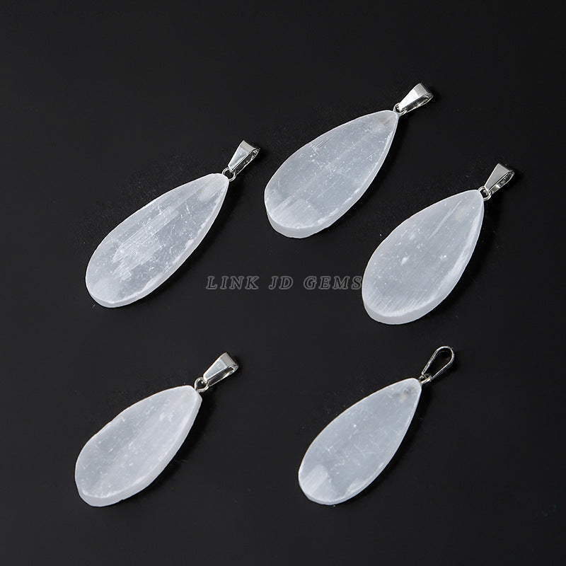 Natural gypsum stone water drop pendant